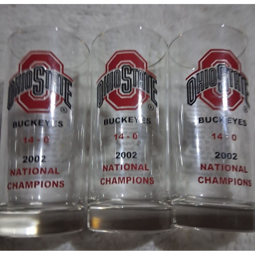 Ohio State Buckeyes 2002 National Champions Drinking Glasses Set of 3